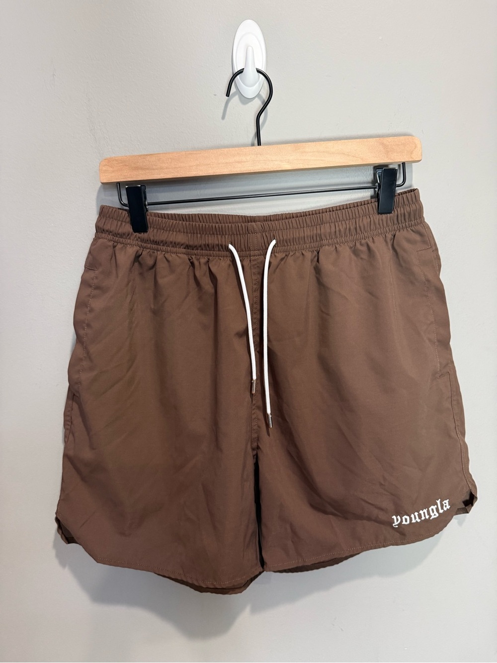 YoungLA 131 The Finest Shorts Brown Men’s Medium 4.5” Gym Workout